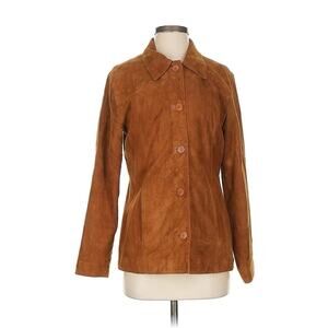 Michael Trent SOFT suede Leather Shirt Jacket Tan Cognac Brown S